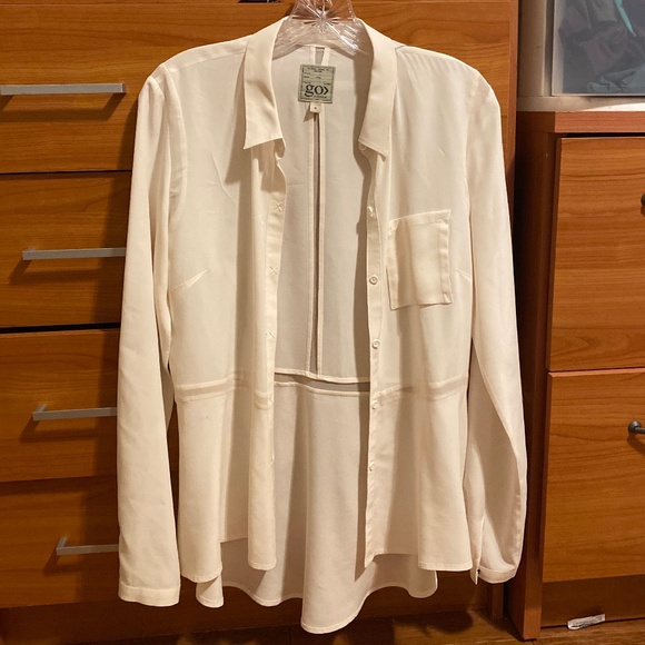 Go by GoSilk White Silk Button Down Blouse - Picture 1 of 3